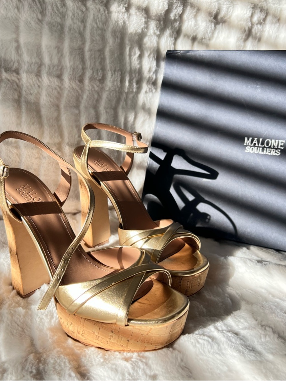 Malone Souliers Women's Keaton Platform luxury designer Gold high heels